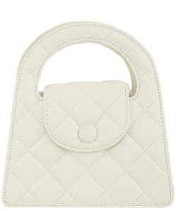 Quilted Style Top Handle Bag 6805 WHITE